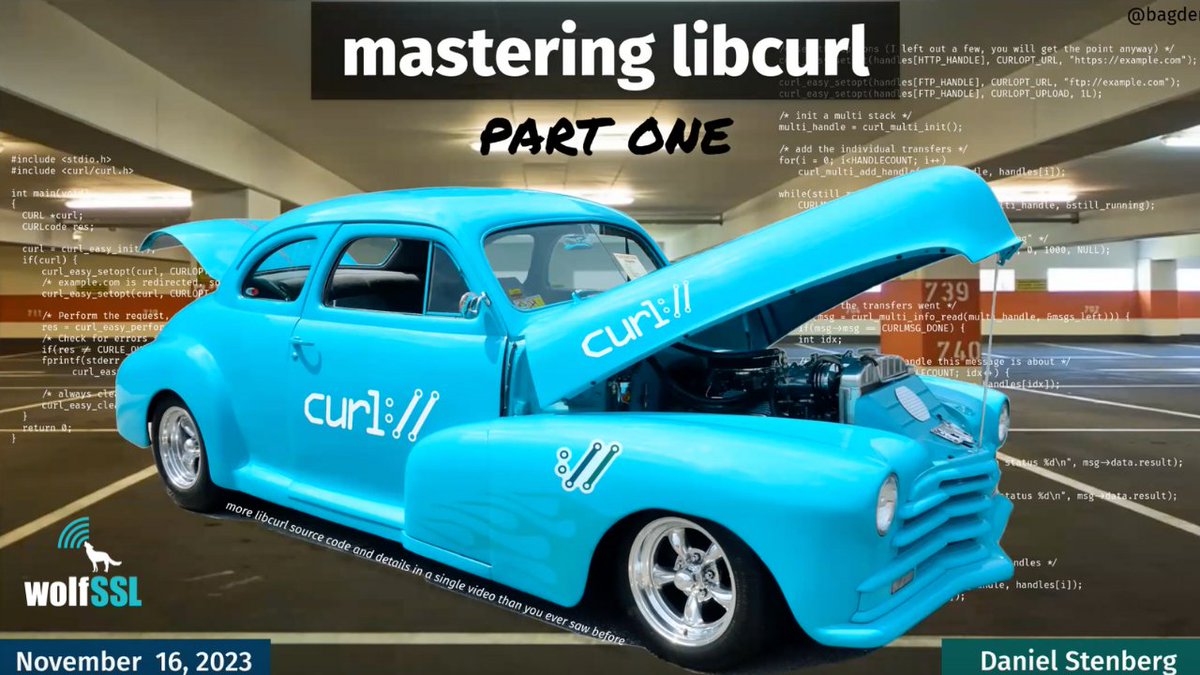 Watch the Mastering #libcurl webinar Part 1 today to prepare for Part 2 on 11/20 at 9am PT! #cURL @bagder youtu.be/aA_-gv98wGc?si…