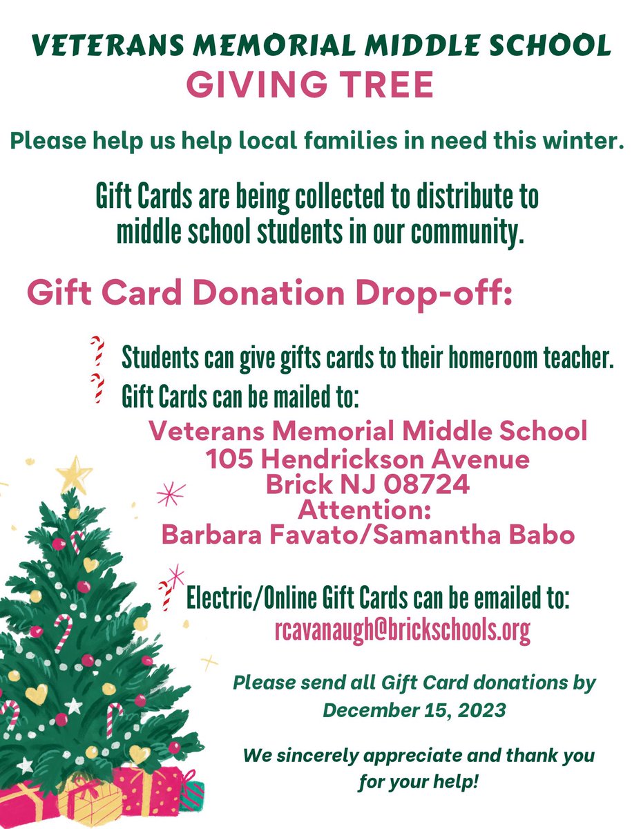 VMMS Giving Tree
<a href="/VMMSMustangs/">Veterans Memorial Middle School</a> <a href="/VMMSPTA1/">VMMSPTA</a> <a href="/MsTri_teach_run/">Dana Triantafillos</a> <a href="/MGawronskiVP/">Michael Gawronski</a>