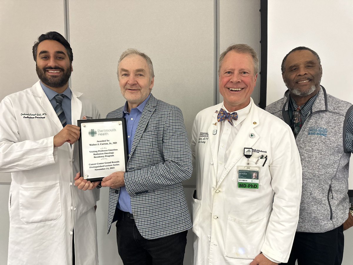 DartmouthRadOnc's tweet image. 🎓 Honored to host Dr. Wally Curran for our distinguished lecture series. He is a true luminary in our field! Grateful for the time he spent engaging with residents and faculty. His wealth of knowledge and experience are truly invaluable. #dartmouthradonc #radonc #nrgoncology