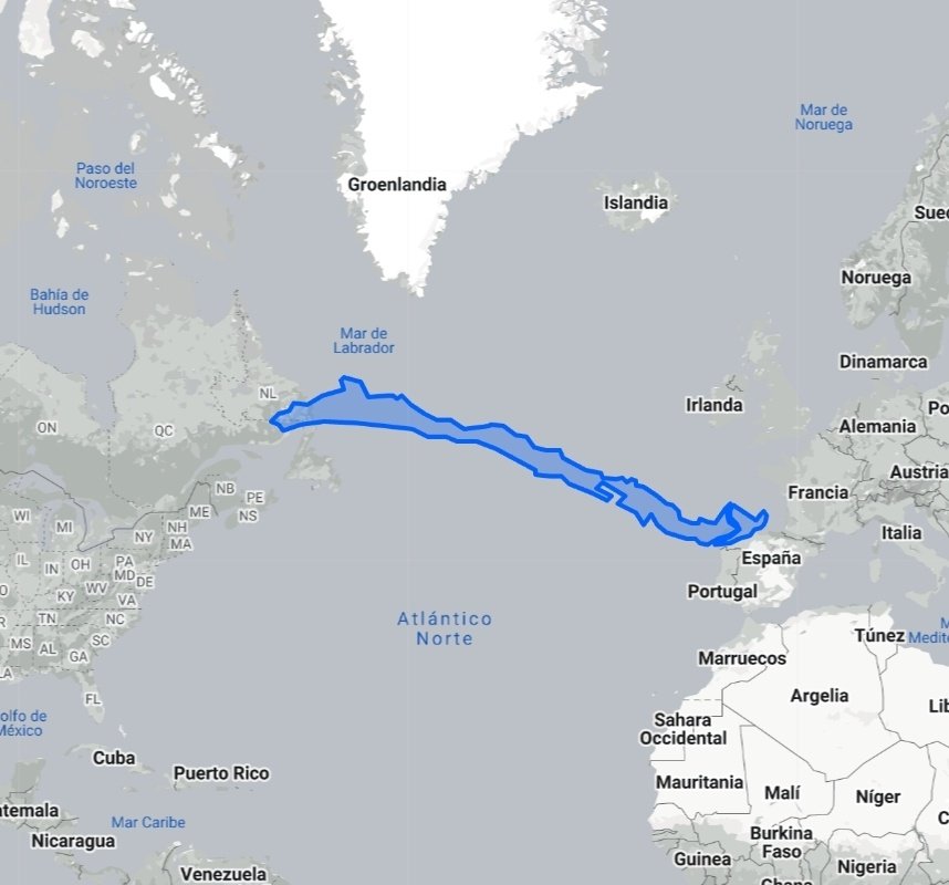Chile es tan largo que podría ser como un «puente» para cruzar el océano Atlántico conectando España/Portugal y Canadá.