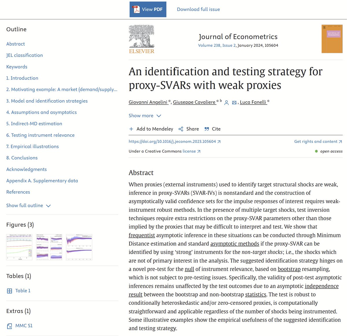 CavaliereGiu's tweet image. Hi #EconTwitter! 

Excited to share that our paper, co-authored with @lucafanelli5 &amp;amp;  Giovanni Angelini (@DSE_Unibo), is now available on the @jeconometrics website! 

If you are interested in #macroeconometrics and the identification of macroeconomic shocks, check it out - it&apos;s…