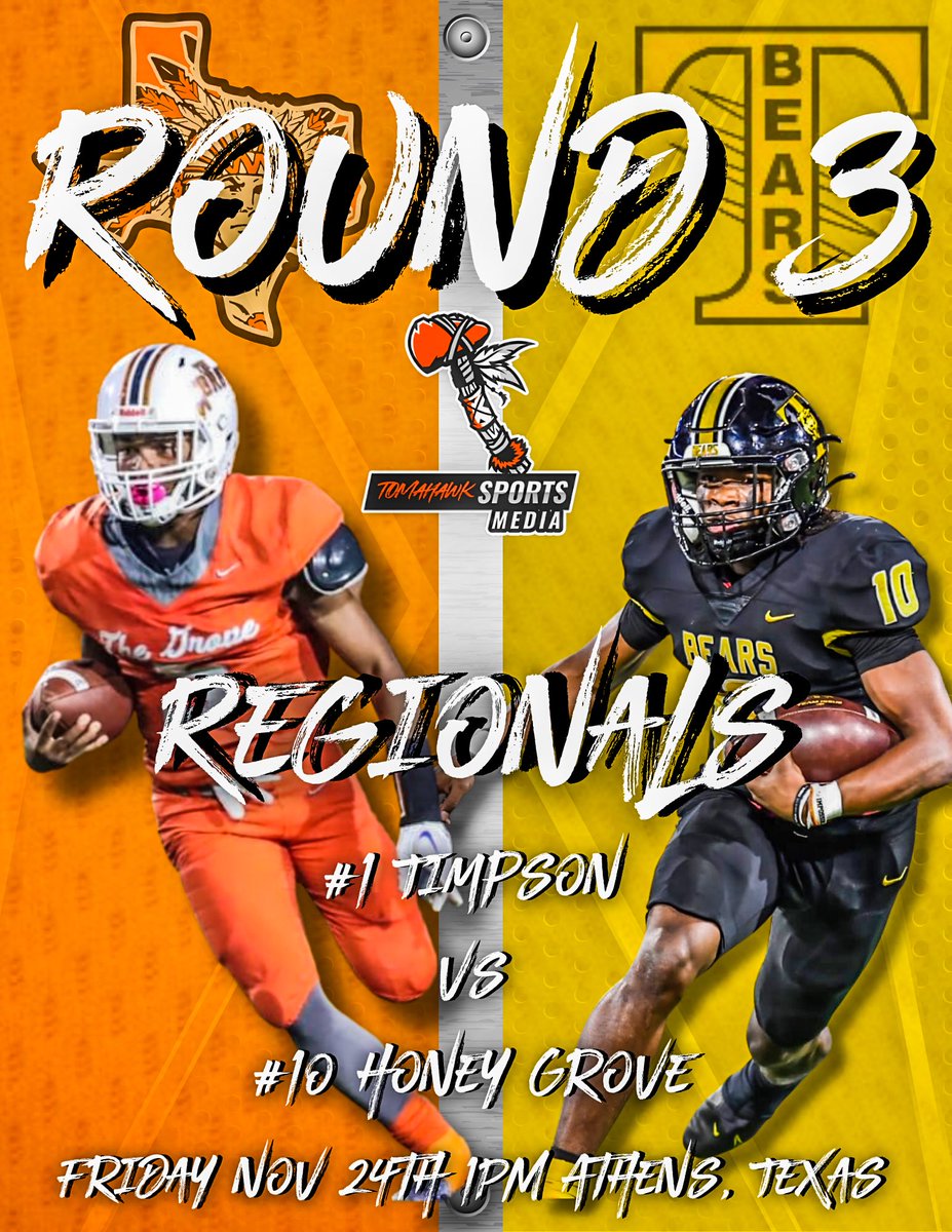thegrovesports's tweet photo. 🏆Regional Game Information🏆

📆November 24th, 2023
🆚Timpson Bears (Home)
⌚️1PM
🏟️Athens ISD *Clear Bag Policy*
🎥Information to Come 
#presentvsfuture #honeygrove #warriors #2AFootball #thsfb #tomahawksportsmedia https://t.co/mnz3pM9vCZ