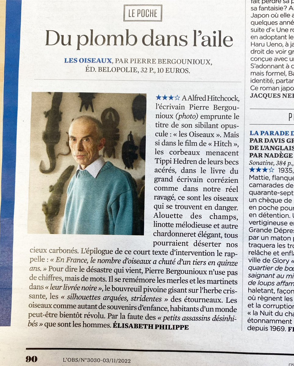 « Les martinets nous avaient quittés. La saison, déjà, amorçait son déclin. », Pierre Bergounioux 

« Penser, décider, agir : les oiseaux ». Une pensée sur la disparition des oiseaux dans une langue, à la fois magique et réaliste, d’autant plus implacable.