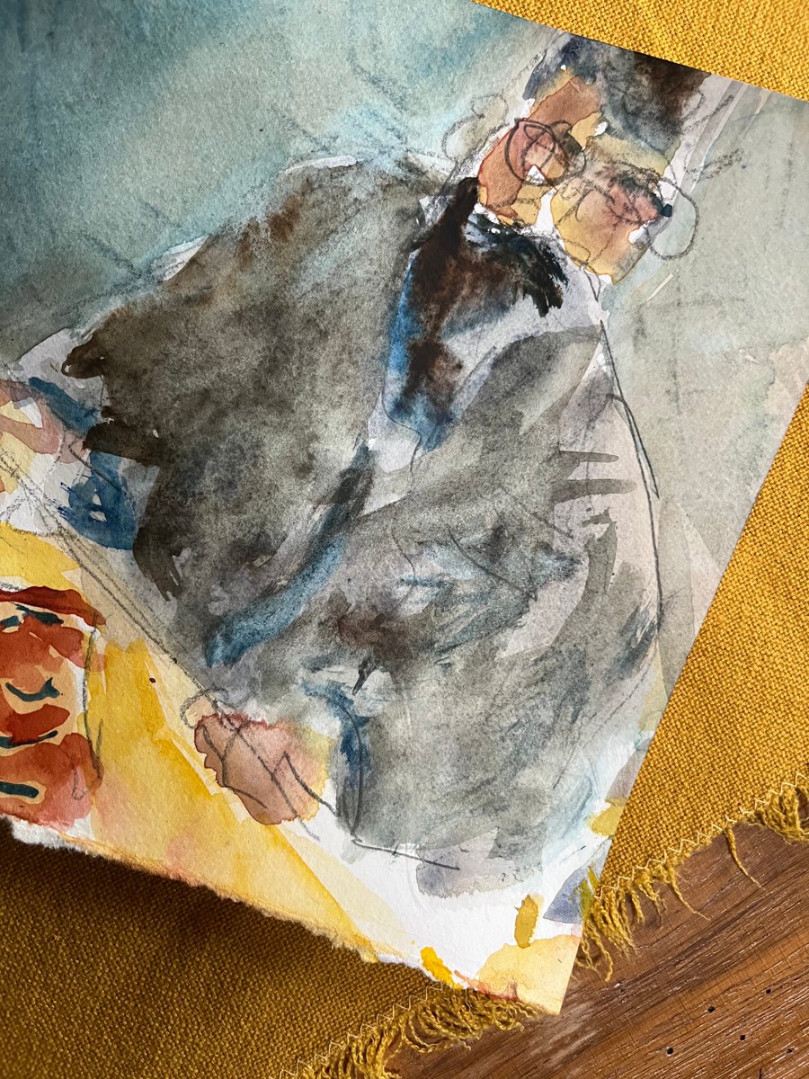 ProxyUniversal's tweet photo. #30daysofmaking day 2
I painted a quick water color portrait of DenZolo. We hosted a dinner of poutine and pie. Then lit a big fire in Fisher stove and crafted together for the remainder of the evening. https://t.co/EmP0qqza9t