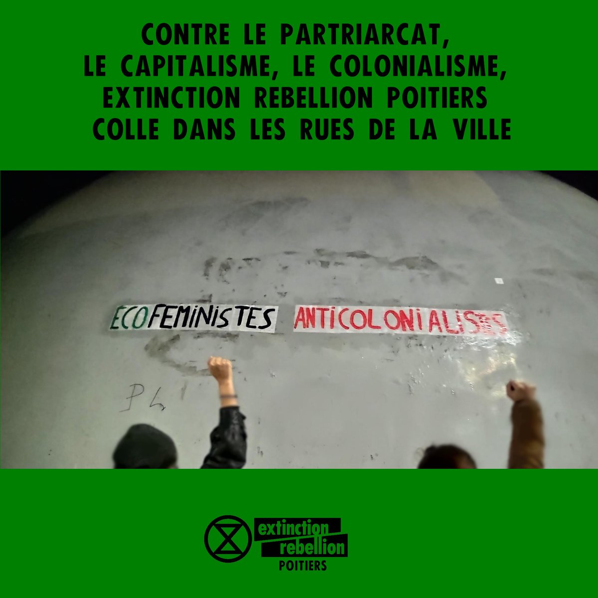 xrFrance's tweet photo. ♀️ Car oui, chez #ExtinctionRebellion on est pas que "éco-terroristes" 😱, on est aussi "éco-féministes"

La preuve avec @XRPoitiers 👇 https://t.co/FZ8YDUjyky