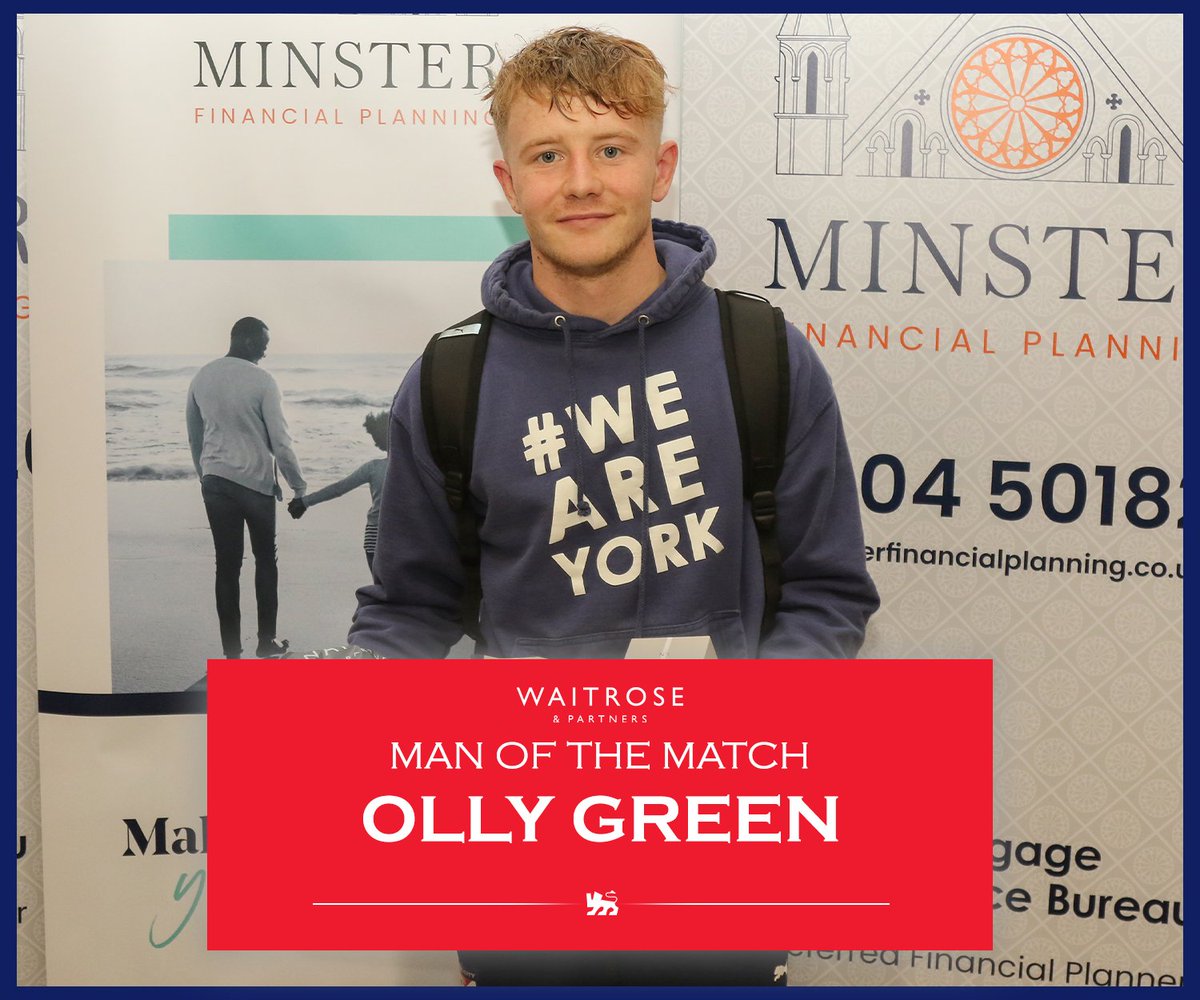 YorkCityFC's tweet photo. 🌟 Today's @waitrose Man of the Match, chosen by @weareWDI - Olly Green.

#YCFC 🔴🔵 https://t.co/AiimZI6A5h