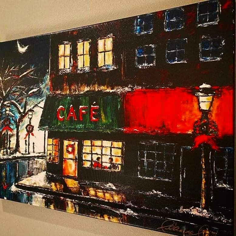 Leanne_Laine's tweet photo. My art Baby It's Cold Outside at Next Bistro in #Texas (find this #holiday #art in many sizes https://t.co/3lCbD618yY) #christmas #holidayseason https://t.co/sbcV382l3S