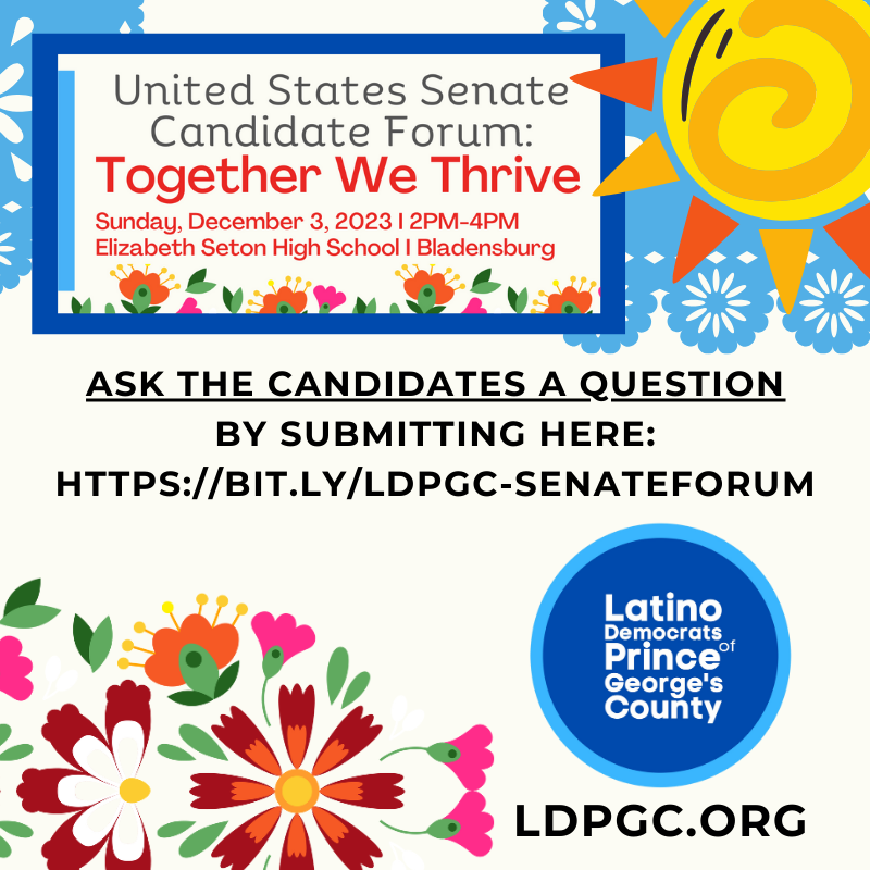 LatinoDemsPGC's tweet photo. ✅Have a question to ask our U.S. Senate candidates? Submit here:
https://t.co/3c54xCSgSd
✅Register now to attend: https://t.co/IP1neizdP1
✅View our U.S. Senate Candidate Forum event flyer: https://t.co/FlzlVn2fMr
#LDPGCforum #MDpolitics #MDdems #Election2024 #Latino #Latinx https://t.co/PgsWsfwIzW
