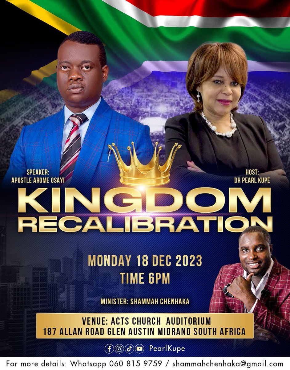 KINGDOM RECALIBRATION WITH APOSTLE AROME OSAYI
Let’s close out this year with an Apostolic &amp; Prophetic bang!
The meeting is free BUT registration IS required for logistics purposes.
Please use this link to register👇🏾
forms.gle/QJ16UGUVfTVm4L…
Ke Nako! Let’s meet MON DEC 18,2023