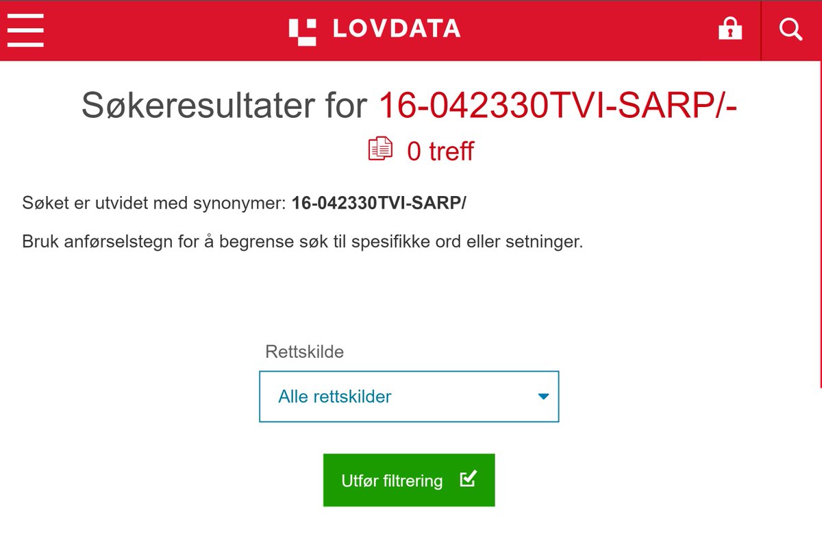 TaPPeliNoTV's tweet photo. @HildegerdH @eivindtraedal @EivorEvenrud Må jeg ha Lovdata Pro for å få den opp? https://t.co/XalEj3bXyT