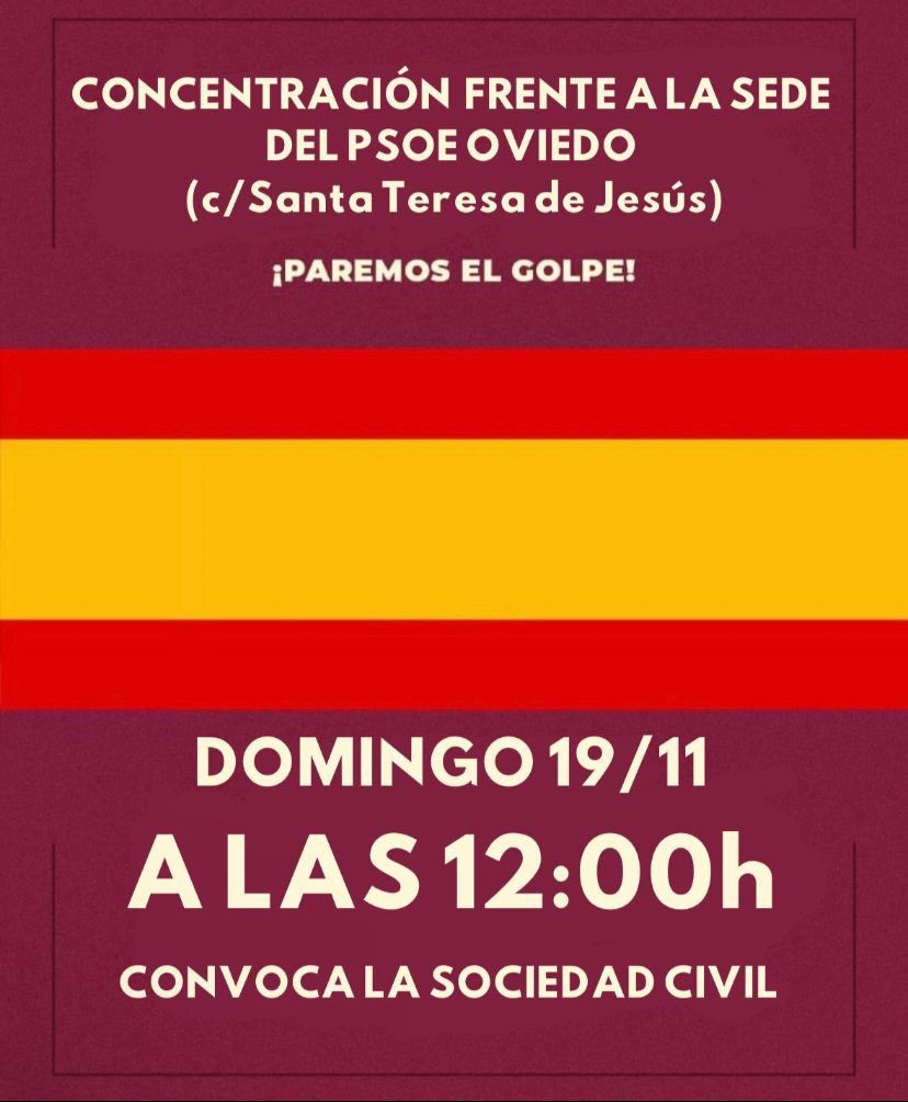 JavierJove_'s tweet photo. Después del éxito de la manifestación de hoy en Madrid, mañana toca Oviedo 👇🏻🇪🇸 https://t.co/xThH6YBCgT