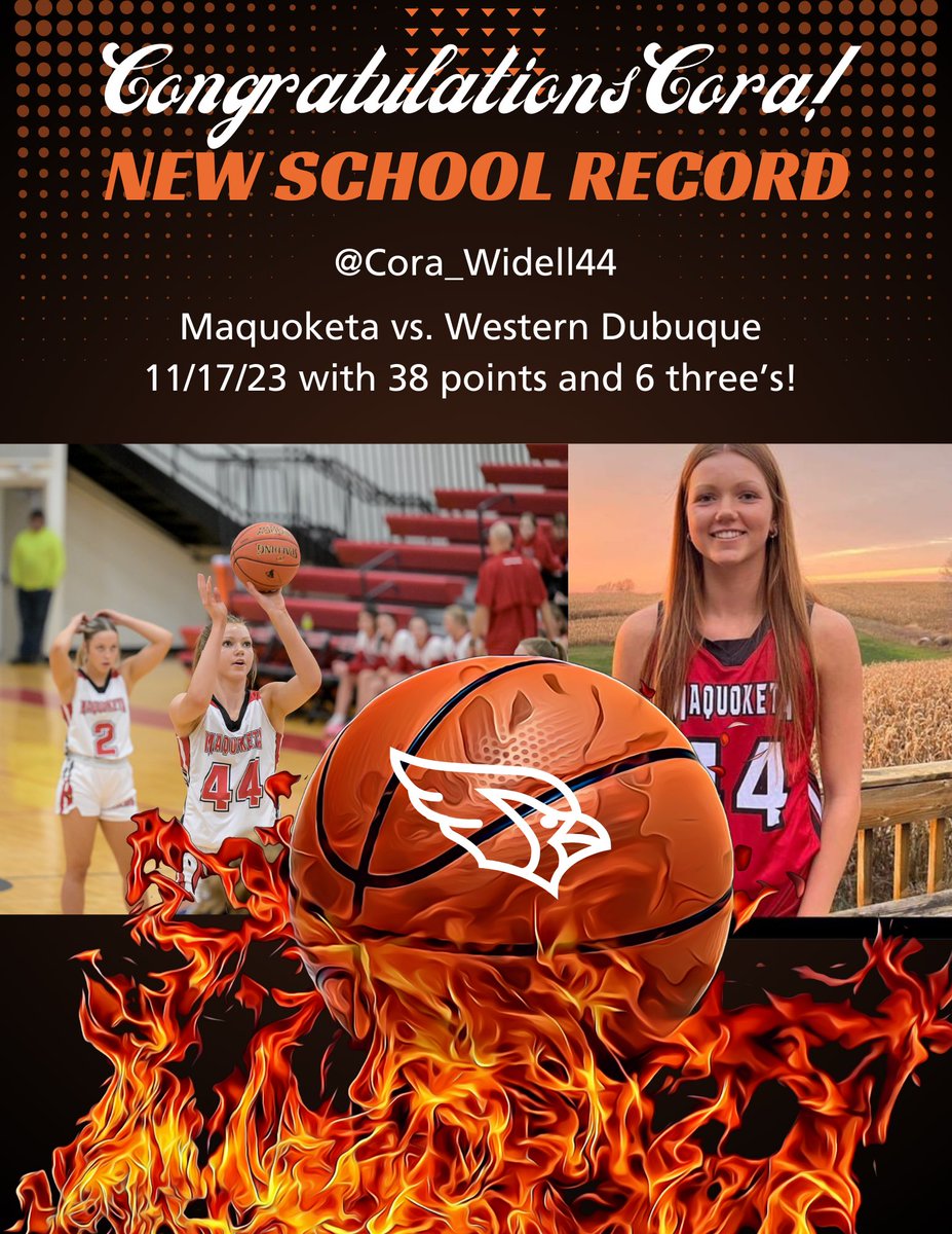 Congratulations @Cora_Widel44 who set a new School Record with 38 points in game one of the 23/24 season! #teamwork #schoolpride