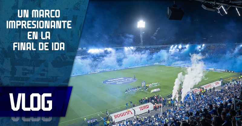MillosFCoficial's tweet photo. 📹⚽️💙🏟️ El compromiso de la hinchada y los jugadores es más fuerte que nunca... así se vivió la primera Final de la Copa en El Campín.