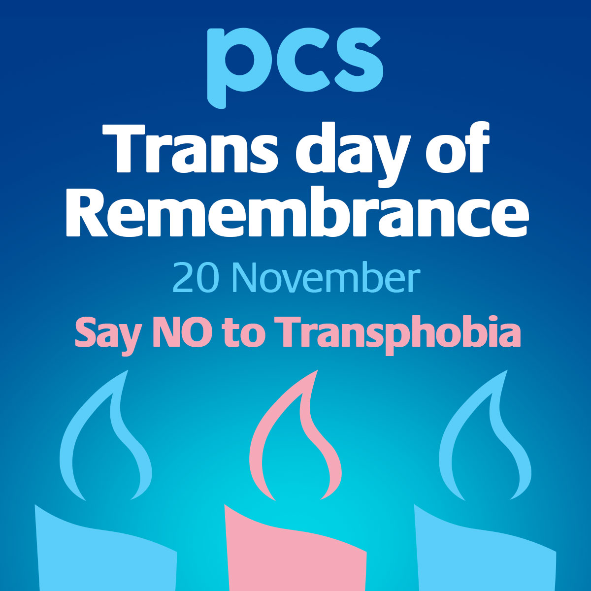 #TransDayOfRemembrance honours the memory of people who have died as a result of anti-transgender violence. PCS denounces the hate and vilification which is aimed at the Trans and non-binary community. pcs.org.uk/news-events/ne… #TDOR #TransAwarenessWeek