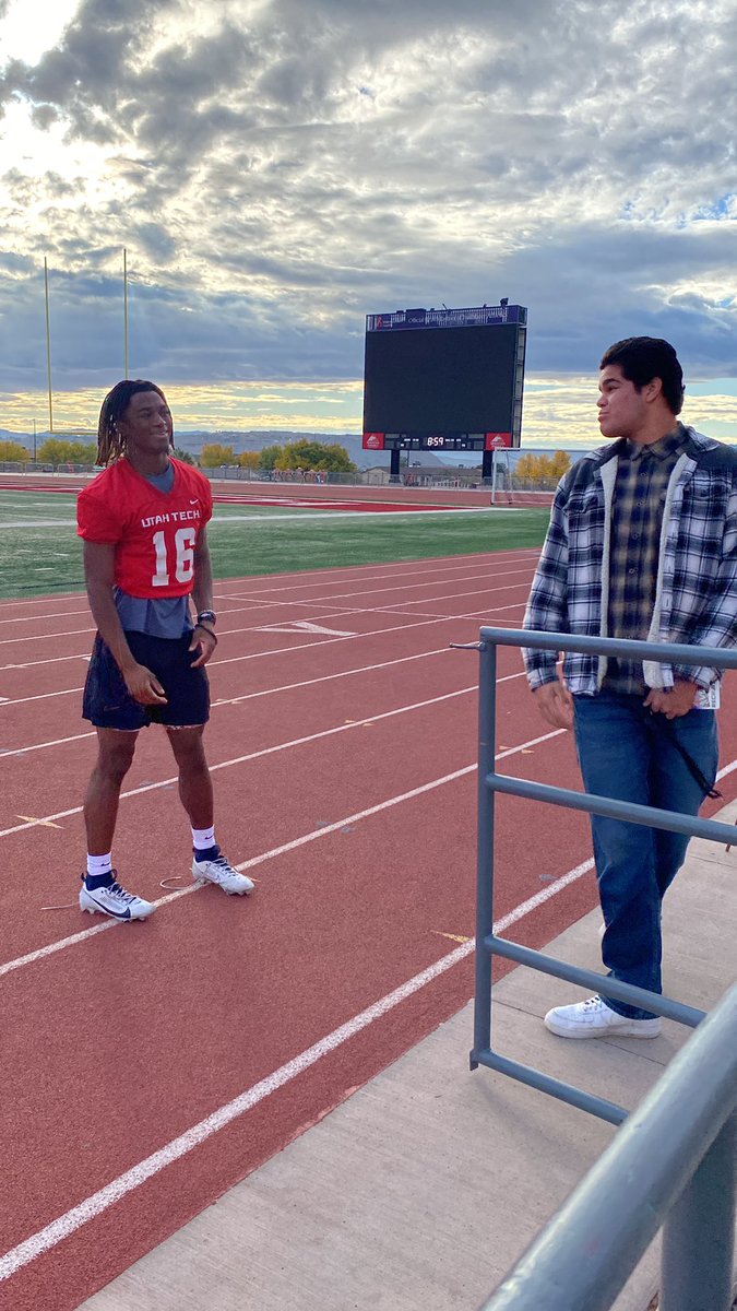 JacobSperedon's tweet image. Nice meeting you in person Coach Coswer  @cowstown and to My brother @Mason_obray FIGHT!!! Cause you that DAWG!!! #Speredon #UtTech #D1recruit