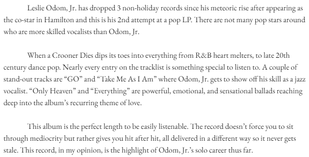 Leslie Odom, Jr. - When a Crooner Dies