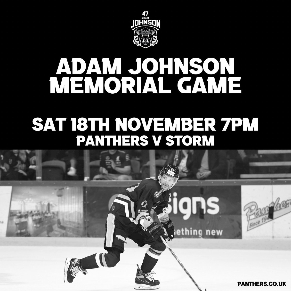 RockTherapyDG's tweet image. Tonight, we are ALL Panthers! 
Adam Johnson Memorial Game about to start. @PanthersIHC @Mcr_Storm #AJ47 #RESTINPEACE #JUSTICEFORADAM #LETSGOPANTHERS