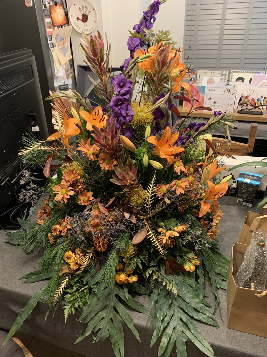 KislOfficial's tweet photo. Great day at Franklin’s Gardens hosting the @UniNorthants Graduations.
Thank you for the kind gift of flowers from the graduation hall. 
Not in their final place yet but an amazing addition to the kitchen ♥️💐 https://t.co/QqHpW6jCWh