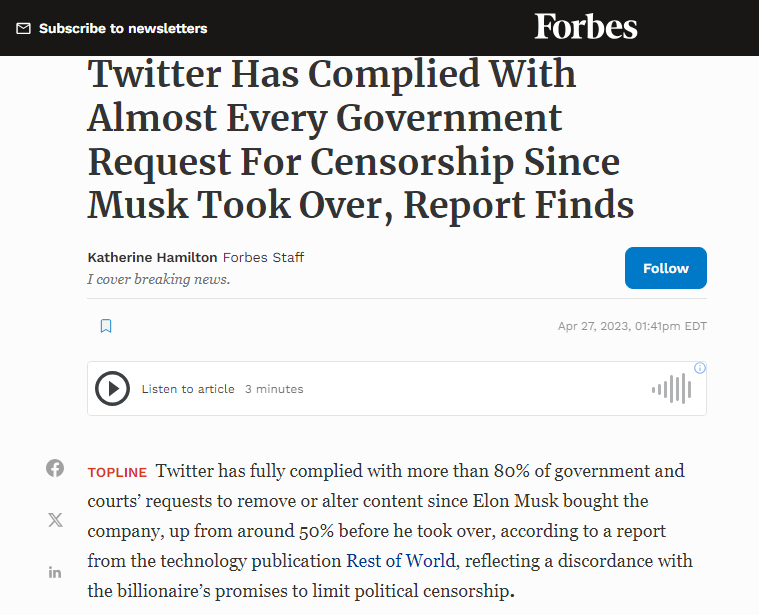 Elon Musk is such a fraud. As is Matt Taibbi and Glenn Greenwald and every other free speech Karen who profited off the mythos