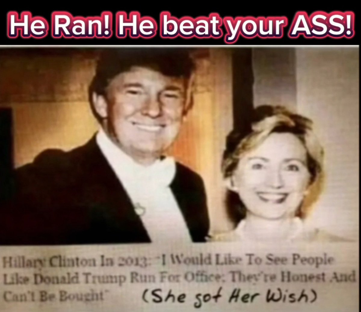 2013! Different times! Hillary loves Trump!!! 🤣🤣🤣 She thinks he should run for office, he can't be bought... LIKE HER! 
#2016Election #Trumpwon #HillaryClinton #LasVegasGP #WorldcupFinal #democratscheat #DemocratsHateAmerica #HamasISIS