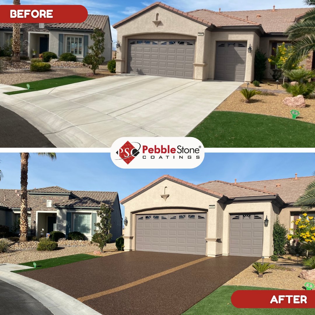 PebbleStoneUSA's tweet photo. Look at the difference our Pebble Stone can make to your driveway!😍

Remember that you can choose the colors that fit your home the best, go to our website to see the options https://t.co/OvPX0fsNZU.

#LowMaintenance #Drivewayrenovation #homerenovation #PebbleStoneCoatings https://t.co/jX8VUlSYPz