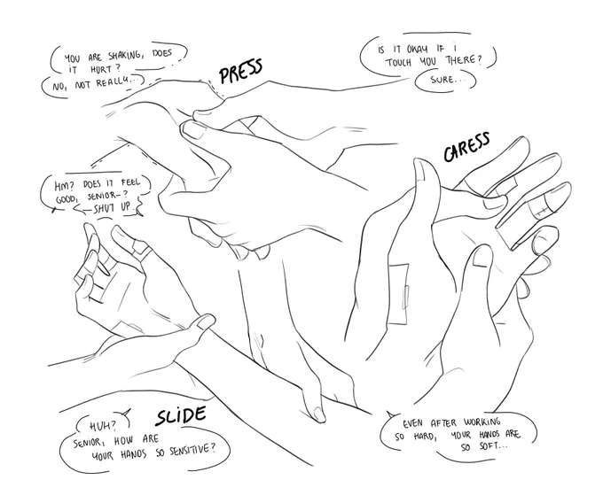 // suggestive

hand massage as a metaphor of sex or maybe its just a normal hand massage idk what possessed me to do this 