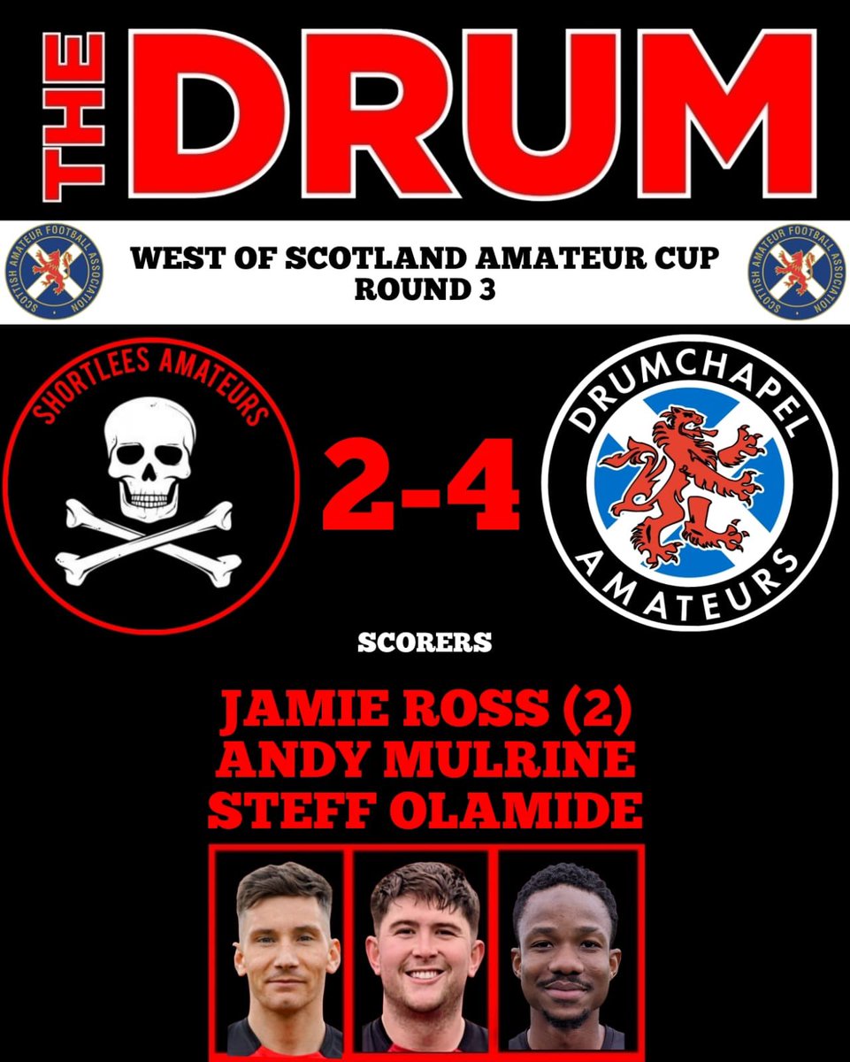 DrumAmsFC's tweet photo. Today’s result…..

ATB to Shortlees 🤝🏽

#MTD ⚫️⚪️🔴 https://t.co/Ne8UdBxjcG