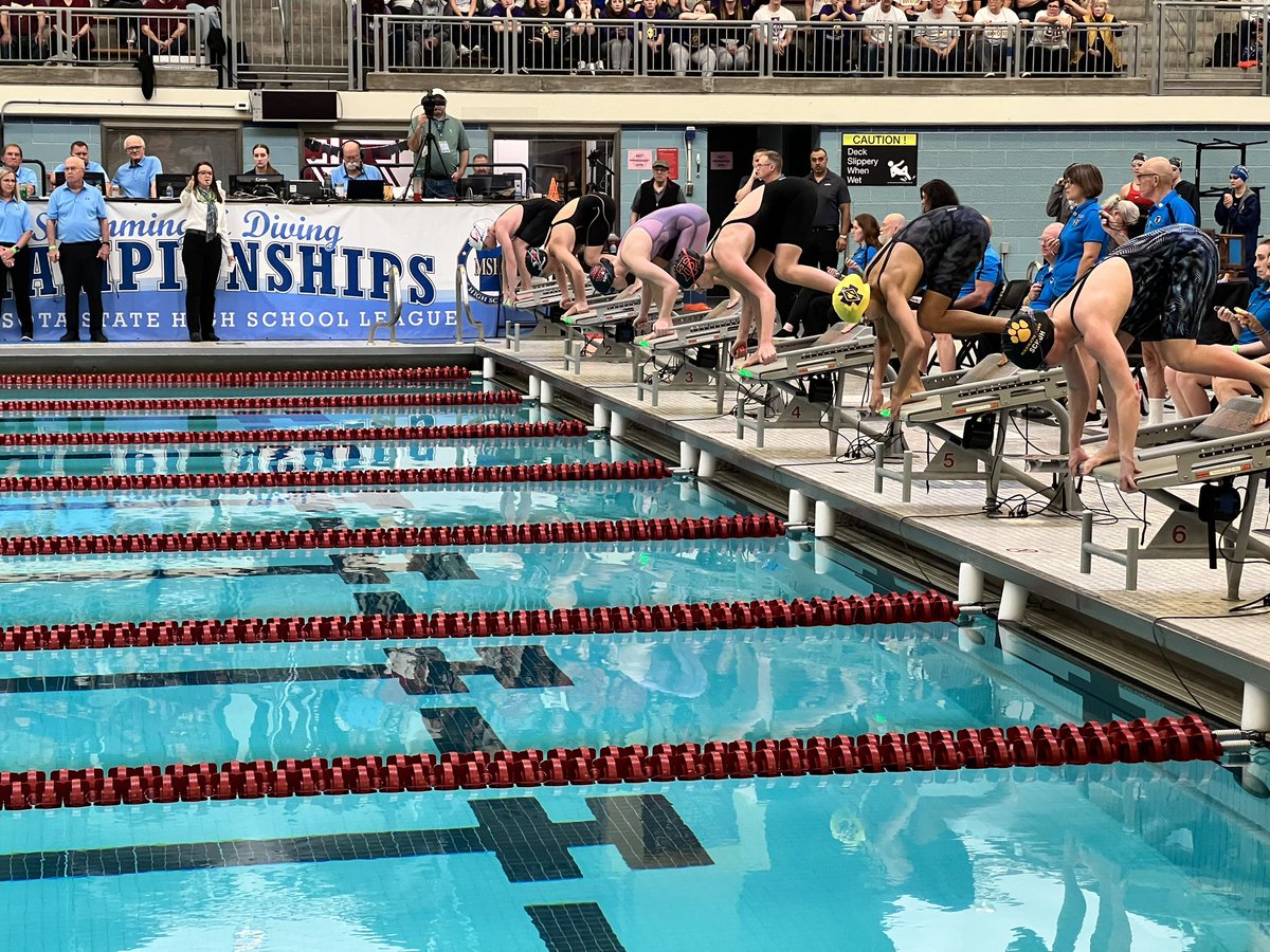 ME_swim_dive's tweet photo. Avery Schuh jumping into her final 50 free! Finishing consolation finals in 10th place overall. #DidTheWork #Senior https://t.co/KksbYHibeJ