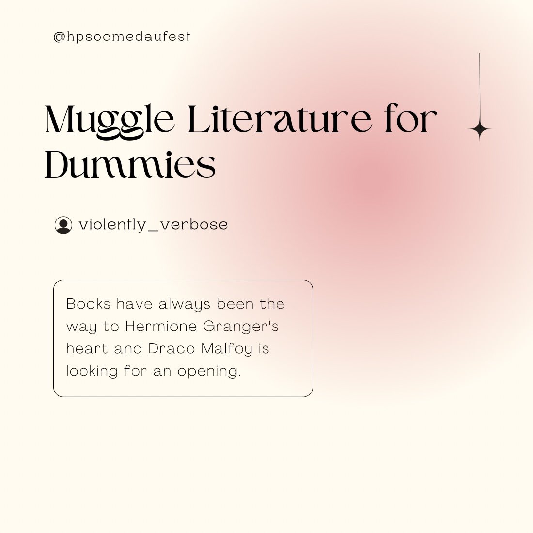 ⭐️ REVEALS DAY FIVE ⭐️ 

Muggle Literature for Dummies 
by <a href="/violentlyao3/">vi</a>

archiveofourown.org/works/51381277…