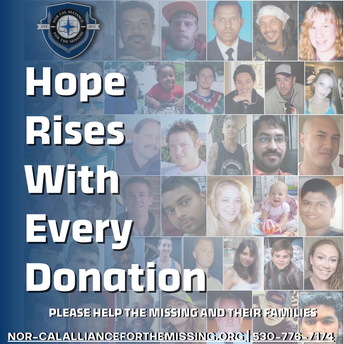 ncamissing1's tweet photo. Join us in making a difference! Supporting Nor-Cal Alliance For The Missing to help find missing loved ones. Every donation brings hope and resources to reunite families. Let's be the change together. Donate now https://t.co/QxHxC79jdy

#BeTheirVoice #NorCalAllianceForTheMissing https://t.co/4DqpC9FQok