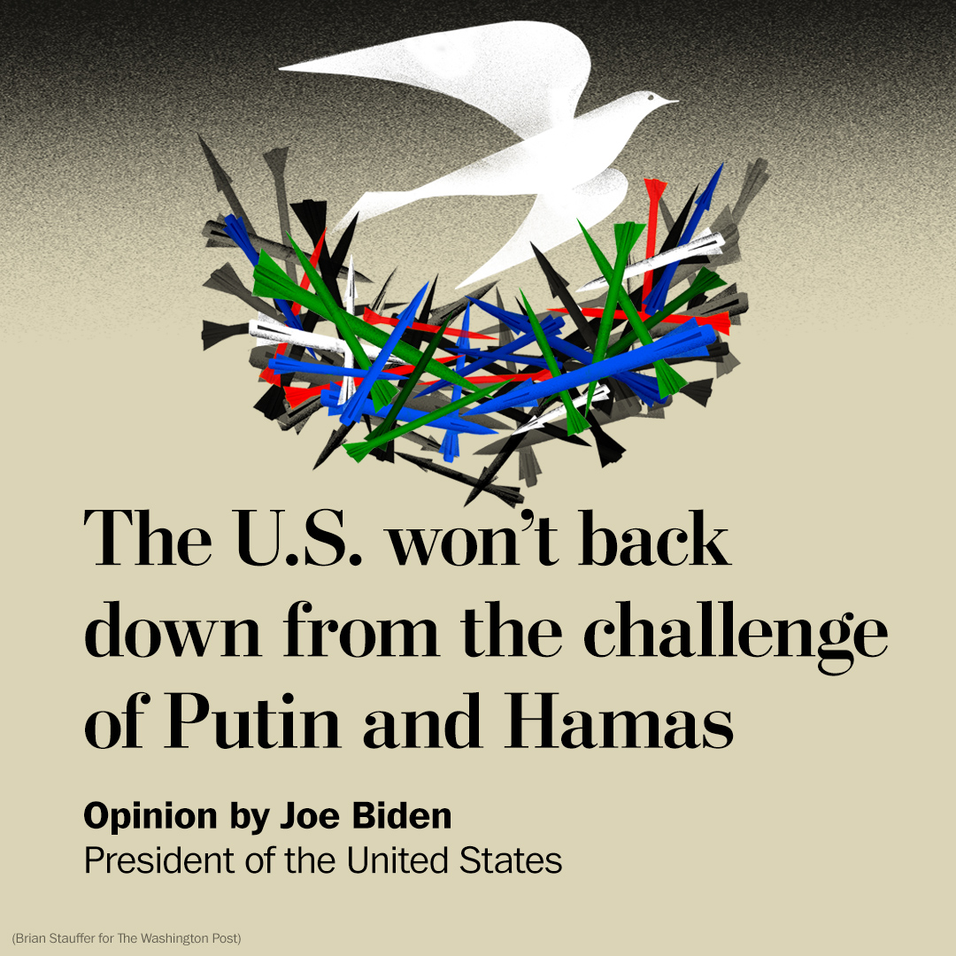 PostOpinions's tweet image. The world looks to us to solve the problems of our time, @potus writes in a guest opinion. 

“That is the duty of leadership, and America will lead.” wapo.st/3QO57mr