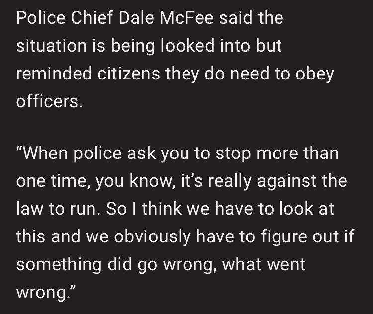 duncankinney's tweet photo. the details of this story are insane and chief mcfee just nonchalantly saying listen to the police or else is also insane. https://t.co/oQYhLvcexR https://t.co/g9XI5vZnWR
