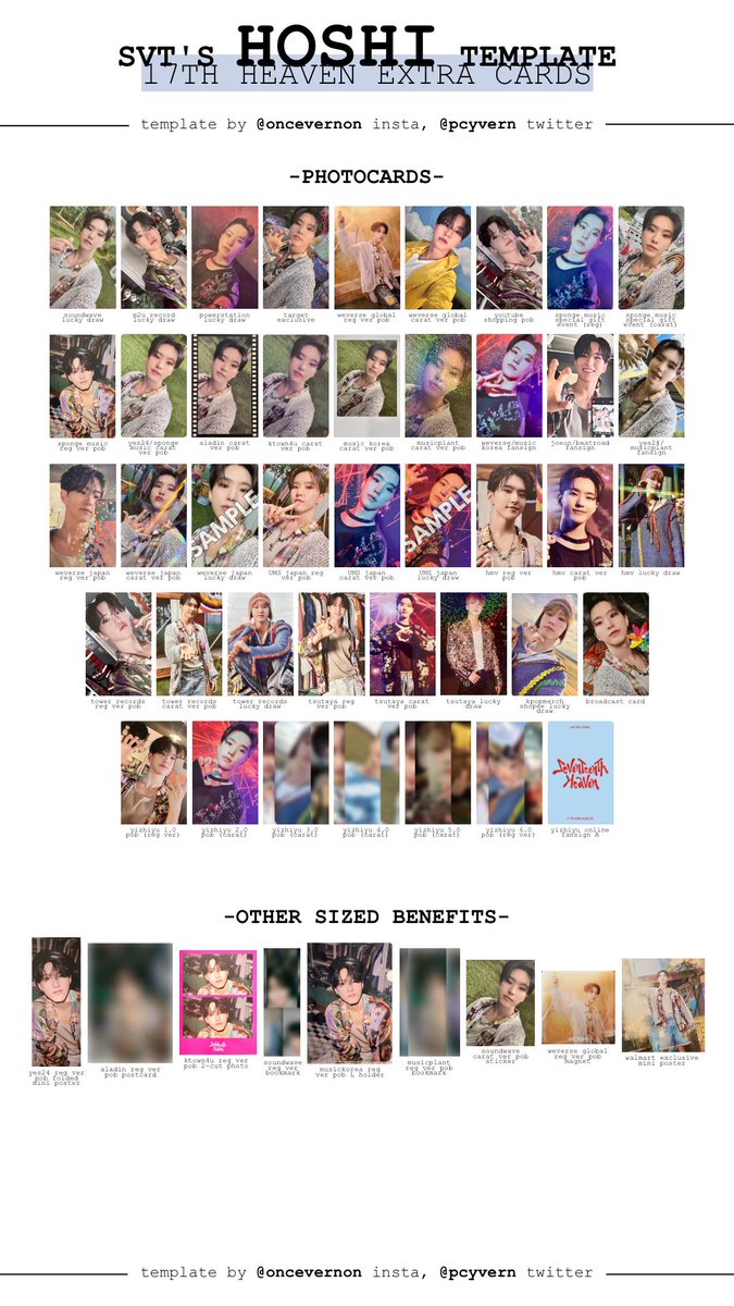 seventeen seventeenth heaven pob/lucky draw/fansign/extra cards