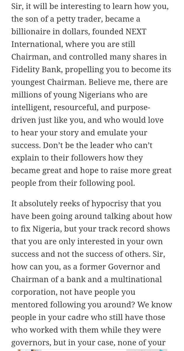 VivaDido's tweet photo. There are lot of things which need to be thoroughly investigated but it's truly unfortunate our youths select what to believe and what not to believe. This is pathetic.

During every allegation against Tinubu, I looked into them. Was it the Narcortic case? I even have the court documents and I made series of posts for us to discuss on it. We argued over it for days until we reached a point of understanding.

Was it the CSU case? Many of you would remember my posts on it against Tinubu and CSU. The more I was dragged, the more I posted about my findings until the deposition was released and I saw reasons to soft-pedal and allowed the superior argument prevail.

Now, the pendulum swing is in a translational motion and presently facing Obi, you are not interested in any report AGAINST Obi. You don't even want to read it, you just dismiss it and want to insult. Are you mentally okay?

A man who can read but does not read has no advantage against the stark illiterates.

I read lot of things out there till tomorrow, even if it's against Tinubu, Sowore, or any Politician. At my leisure, I would read it. The knowledge is needed. It gives you an edge when you're engaging people.

These are allegations against Obi. Obi dismissing them alone is not enough.

What did you as an individual do about them?

The article in the attached screenshot was written by one Uloka Chukwubuikem in Sahara Reporters platform, in 2022.

I would like to know Obi's work history after graduating from University in 1984 before becoming the Chairman of Fidelity bank and joining Politics

I would like to know how he became a billionaire even though his parents weren't known millionaires.

Also, who is Damian Obi?

What's Obi's relationship with Ben Uba, the US ex-convict for drug offences?

Why did Obi open a shell company in early 90s?

Find out what Shell companies are.

__________________

We must ask the right questions.

_______________________

Help retweet for our neighbors.

@jeffphilips1 @ibekemed
@dipoaina1 @TimiBlaze

Here's the link:

https://t.co/AvQUMJgLsz