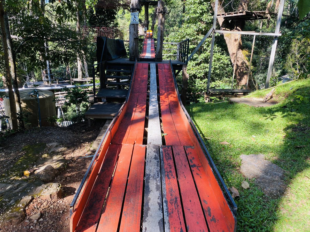 CoastersWide's tweet photo. Pongyang Adventure Park is a fun park situated on the mountains of Chiang Mai a mountainous City in Northern Thailand. Jungle Coaster was a ton of fun. I was disappointed with the Butterfly considering it cost the same as the Alpine Coaster. 
#Thailand #Weigand #CredLife https://t.co/8Hq5CQOSpy