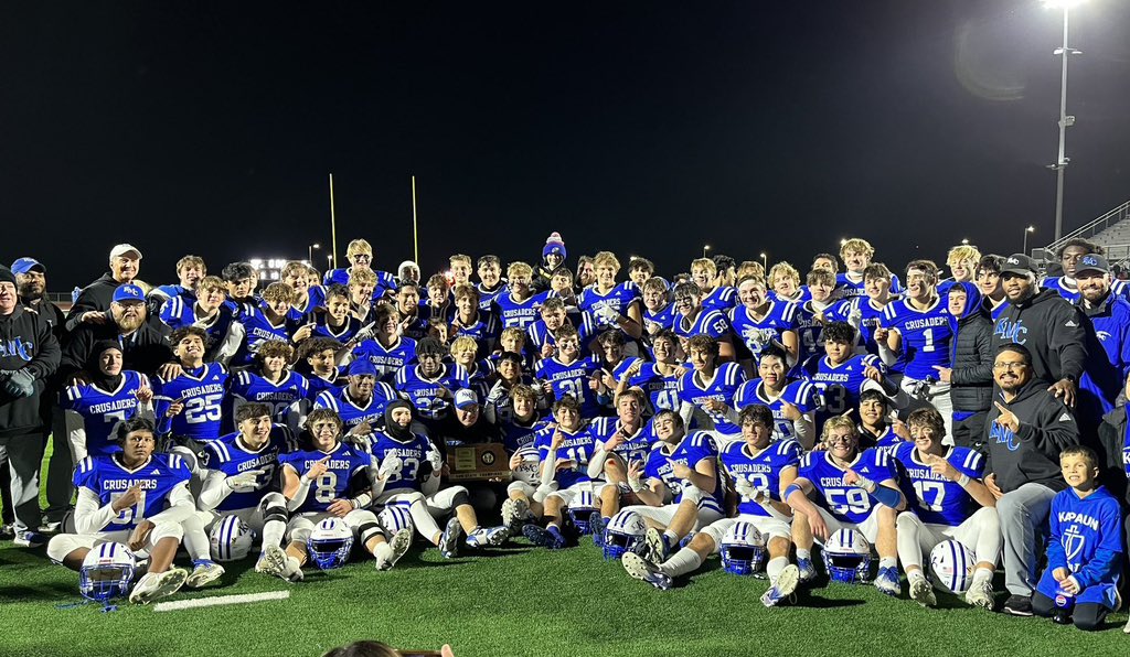 First time since 1987! Kapaun is into the 5A state championship game for the first time in 36 years as they defeat Goddard Eisenhower, 42-39. Advance to take on 4x defending state champion Mill Valley. Awesome job by Weston Schartz who has had success at multiple Wichita area
