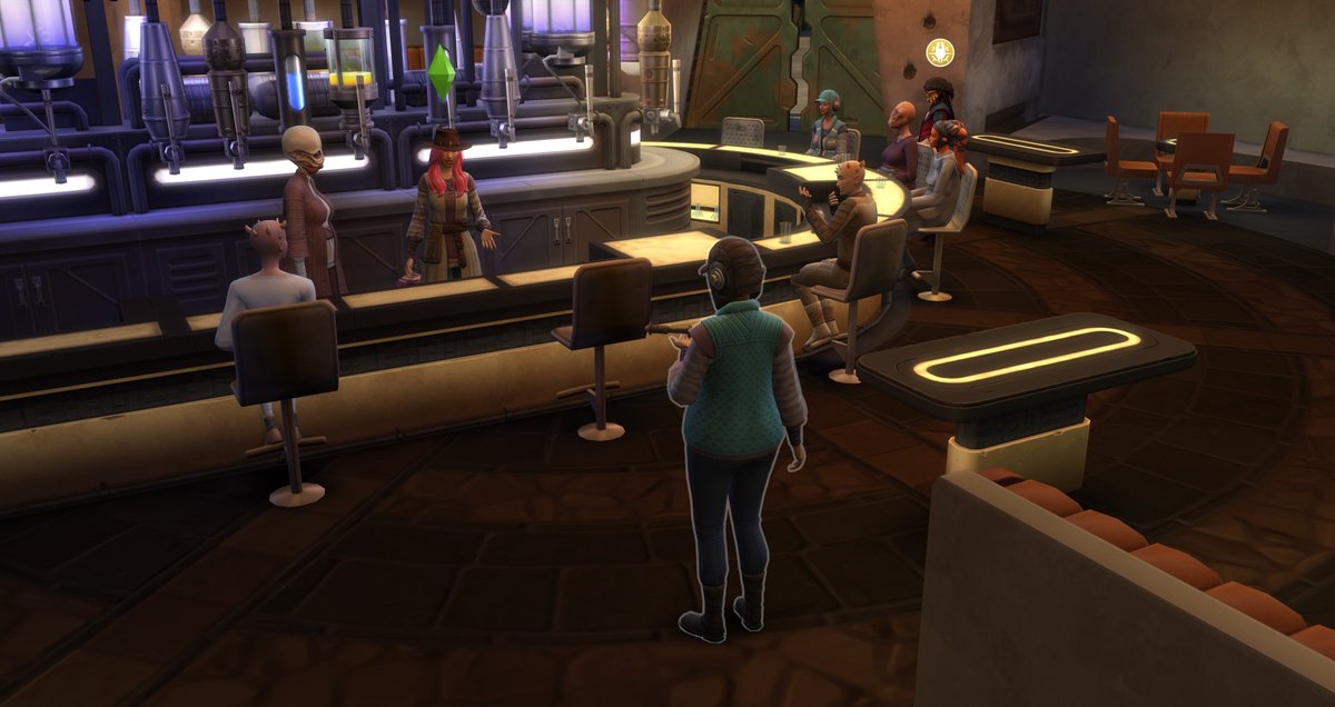 ArmelleAb's tweet photo. #Sims4 Alors de 1. Qu'est-ce qu'elle fabrique derrière le comptoir ? et de 2. Comment l'autre lui passe un objet d'aussi loin et sans que personne ne le voit ! 🤣🤣🤣🤣🤣🤣 #SimsLogic ! 🤣🤣🤣🤣🤣 https://t.co/TKvqWy1JRc