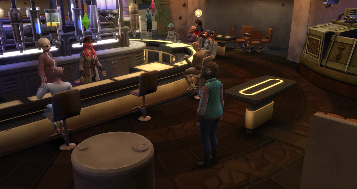 ArmelleAb's tweet photo. #Sims4 Alors de 1. Qu'est-ce qu'elle fabrique derrière le comptoir ? et de 2. Comment l'autre lui passe un objet d'aussi loin et sans que personne ne le voit ! 🤣🤣🤣🤣🤣🤣 #SimsLogic ! 🤣🤣🤣🤣🤣 https://t.co/TKvqWy1JRc