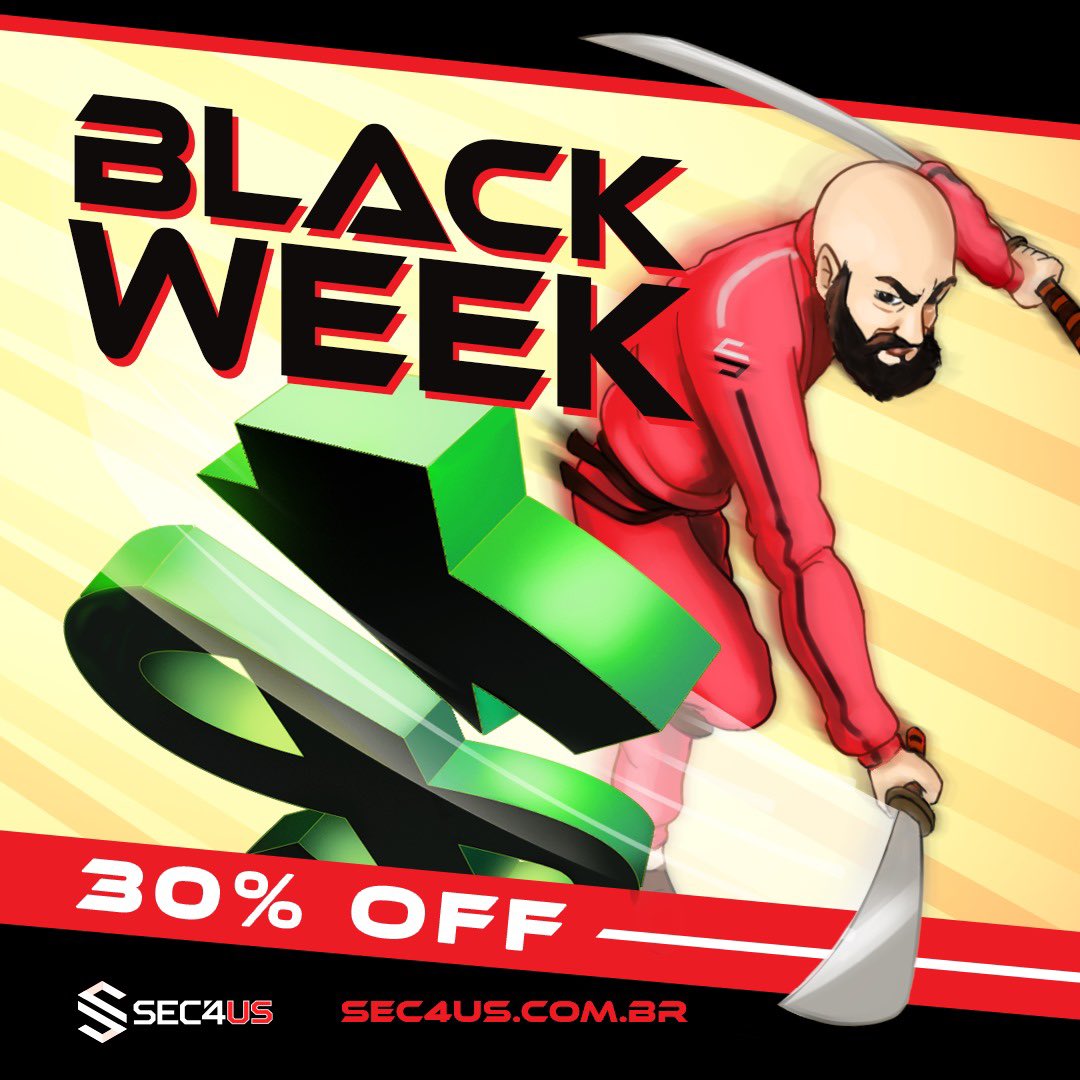 Black Week Sec4US! 30% off em todos os treinamentos até dia 24/11.

#pentest #sec4us #CyberSecurity