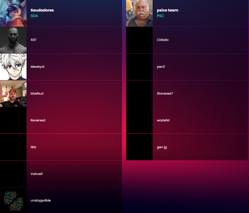 Tudo definido também para a segunda semifinal do 17º New Era de #LeagueOfLegends da LBEE.

A <a href="/saudadores/">Saudadores</a> enfrenta a #PsicoTeam, que elimou a #NaoVouMaisZoarFC, campeã do último New Era da LBEE.

Para quem vai sua torcida? Acompanhe tudo sobre o torneio em play.lbee.com.br/torneios/6536a…