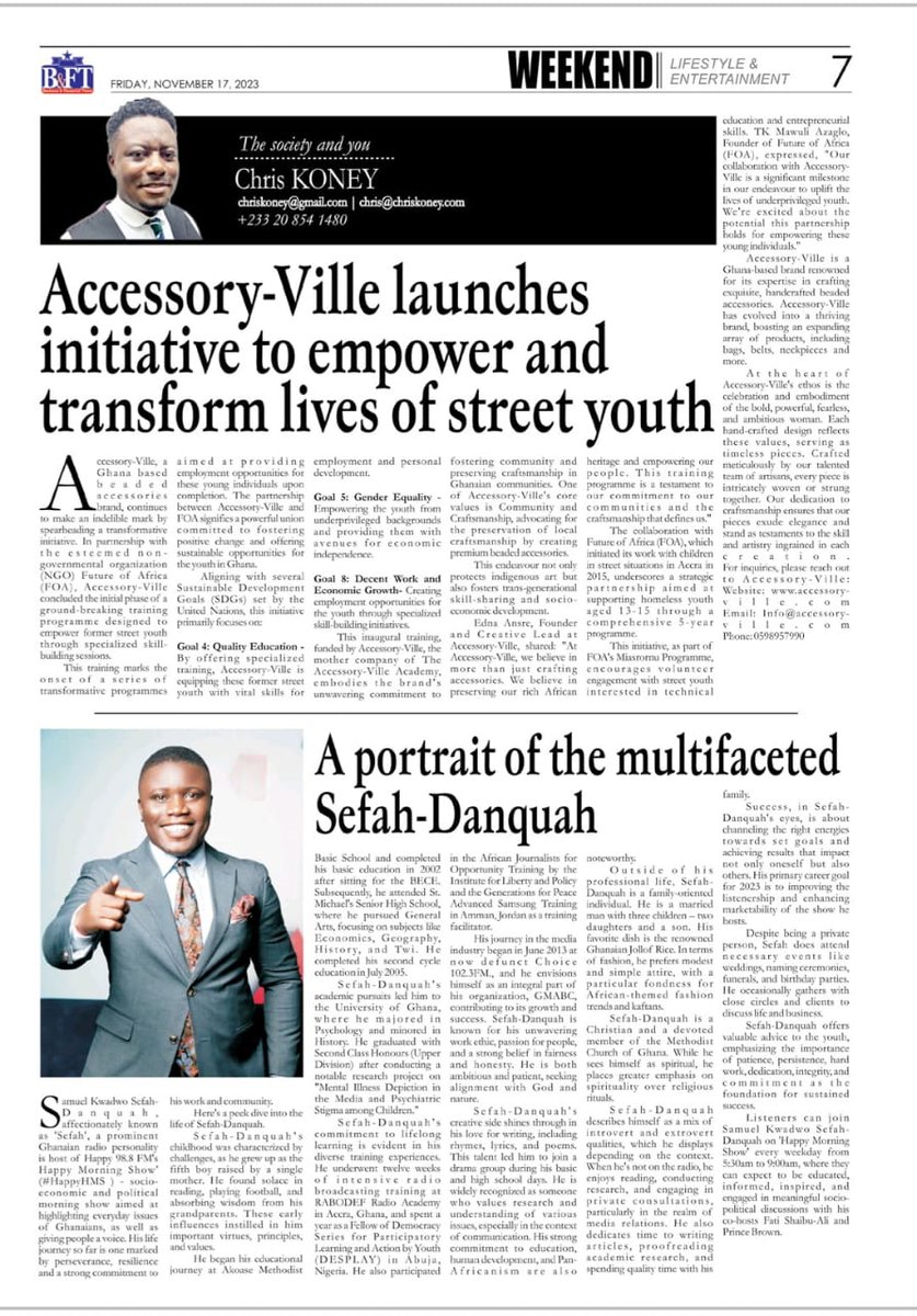 #PressAlert

A portrait of the multifaceted Sefah-Danquah, Host of the Happy Morning Show on your No.1 station, Happy 98.9 FM. 

<a href="/bftghana/">Business & Financial Times</a> @TheSefah 

#HappyHMS 
#HappyGhana