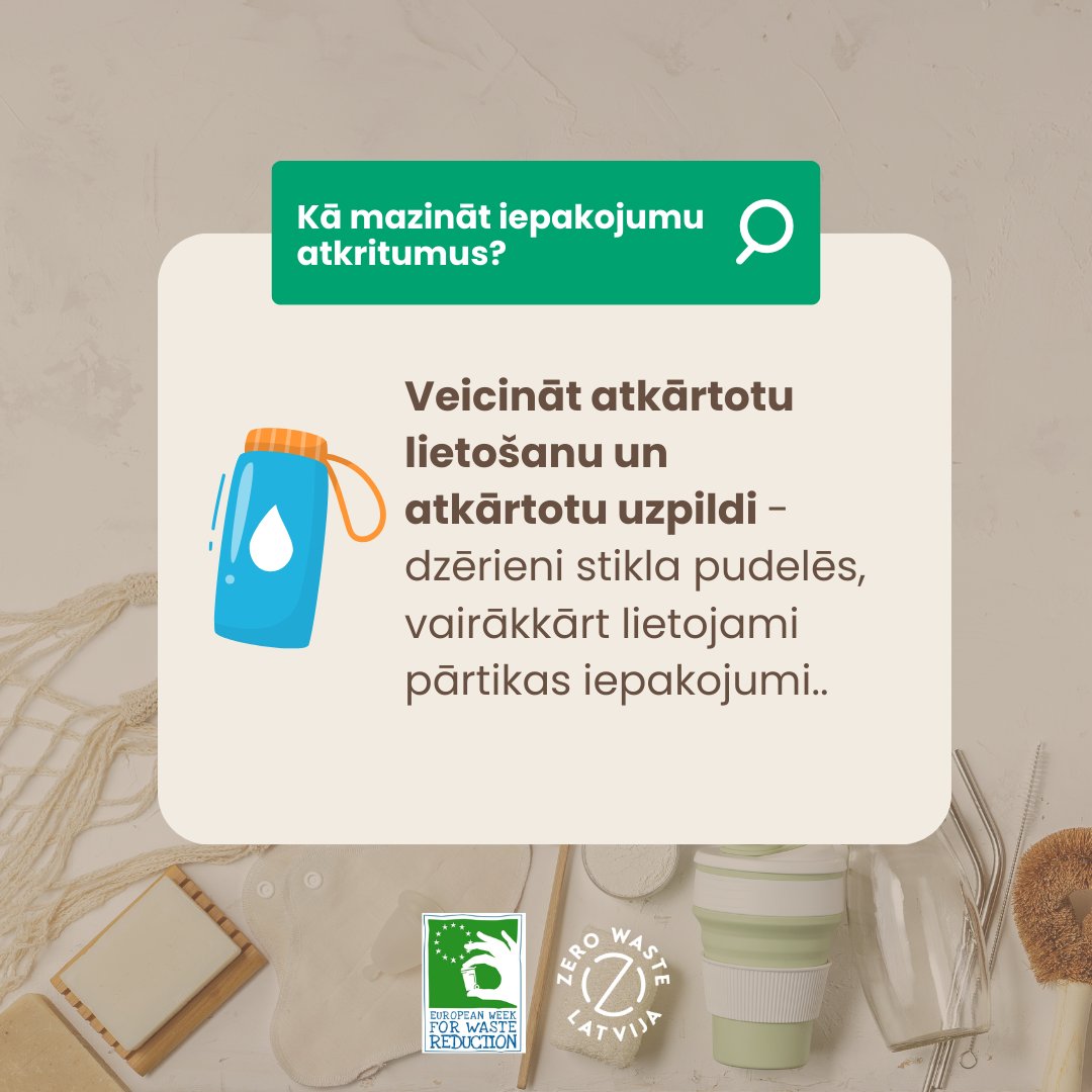 ZWLatvija's tweet photo. Vai zināji, ka iepakojums veido aptuveni 25-30% no mūsu atkritumiem? 👀
Šodien sākas Eiropas atkritumu samazināšanas nedēļa @2EWWR , kuras laikā cilvēki tiek aicināti apzināties radīto atkritumu daudzumu. Šī gada tēma - iepakojums!☝🏼
#EWWR2023
#packaging
#dontgetwrappedup https://t.co/UXMxXVQxEG