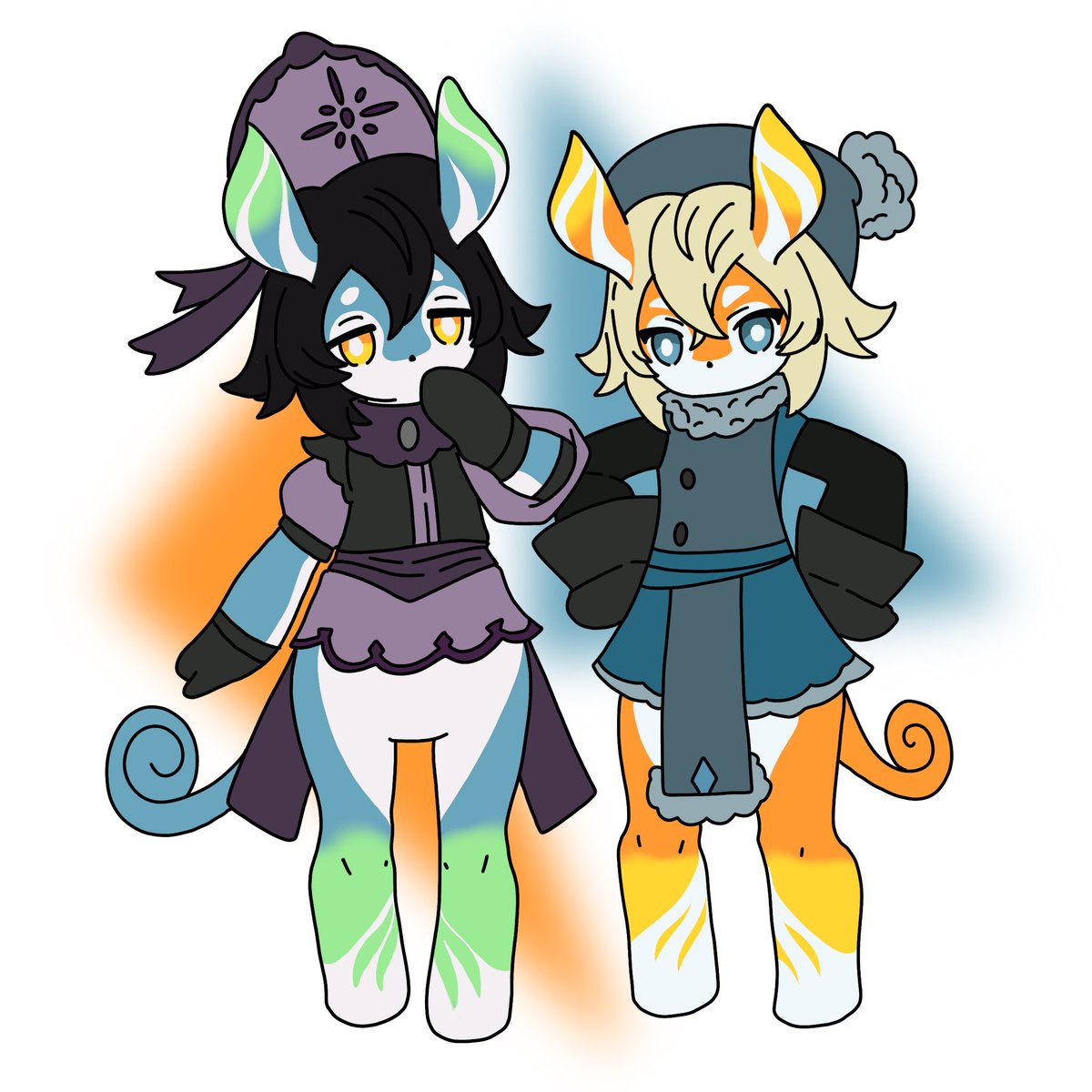 spicycroux's tweet photo. Twin melusines 💙💛  #genshinimpact #Genshinfanart #Fontaine #Melusine #fanart #oc #Melusinesona https://t.co/CQ2XPoRXhc