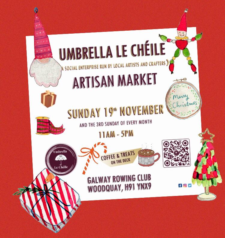 ON TOMORROW! Come on down to the Galway Rowing Club in Woodquay and browse a wonderful selection of Galway gifts from our fantastic makers and creators!  

11am to 5pm! We look forward to seeing you there!

#visitgalway #galwaycity #Christmas2023 #galway