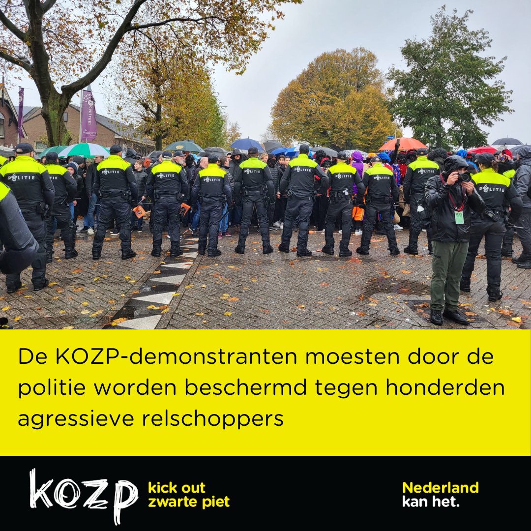 Vandaag demonstreerde KOZP in De Lier (ZH). Het demonstratierecht werd ook in De Lier niet beschermd en KOZP werd slachtoffer van agressieve geweldplegers. Lees hier over de gebeurtenissen van vandaag.

Meer lezen? Zie: shorturl.at/fwyL2

#KOZP
#ZwartePietIsRacisme