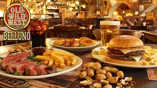 credenzamostro's tweet photo. i am once again reminding Americans that Italy has its own equivalent of Olive Garden, it's called Old Wild West and it serves burgers named "Apache",  "Navajo" and "Dakota" https://t.co/XIecchVQxd