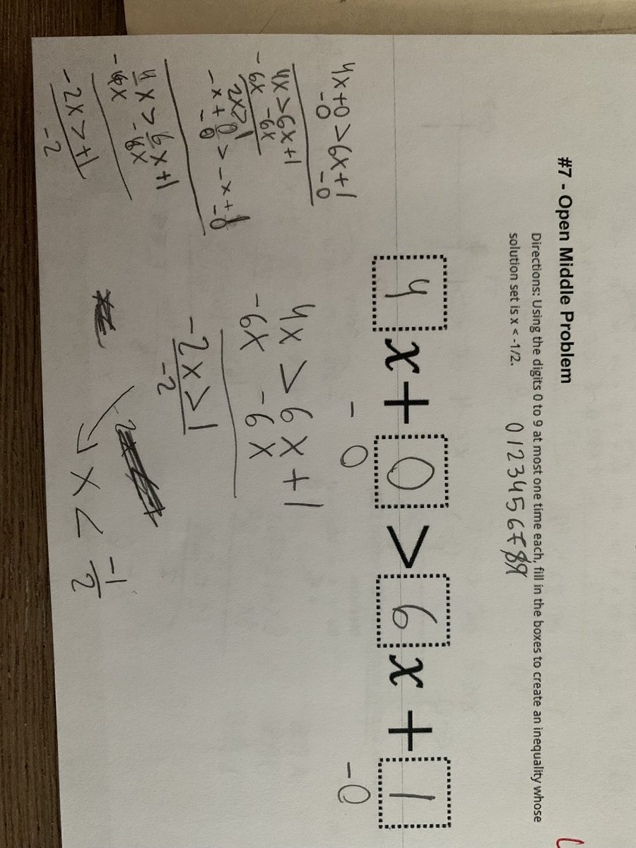 elliotdbeck's tweet photo. Added an #openmiddle problem to the end of my test for an added challenge. Thank you @robertkaplinsky for providing such great #thinkingtasks! Check out the last student’s work - while they didn’t quite get the final answer, they demonstrated some great persistence! https://t.co/XWjlx3AvtX