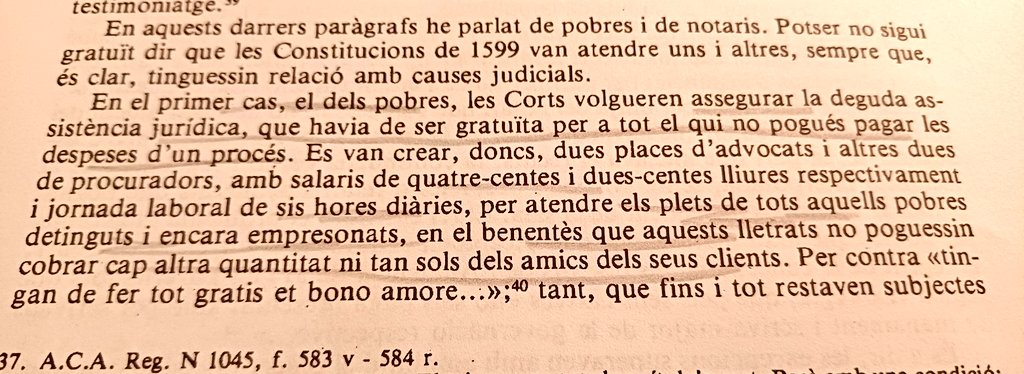 aleixsarri's tweet photo. Les constitucions catalanes aprovades el 1599, fa 424 anys, ja incloïen la creació de places d'advocats gratuïts per a les persones pobres per així assegurar la seva assistència jurídica. Un fet extraordinari que ajuda a entendre el gran suport social amb què comptaven. https://t.co/QBzq7TDHbn