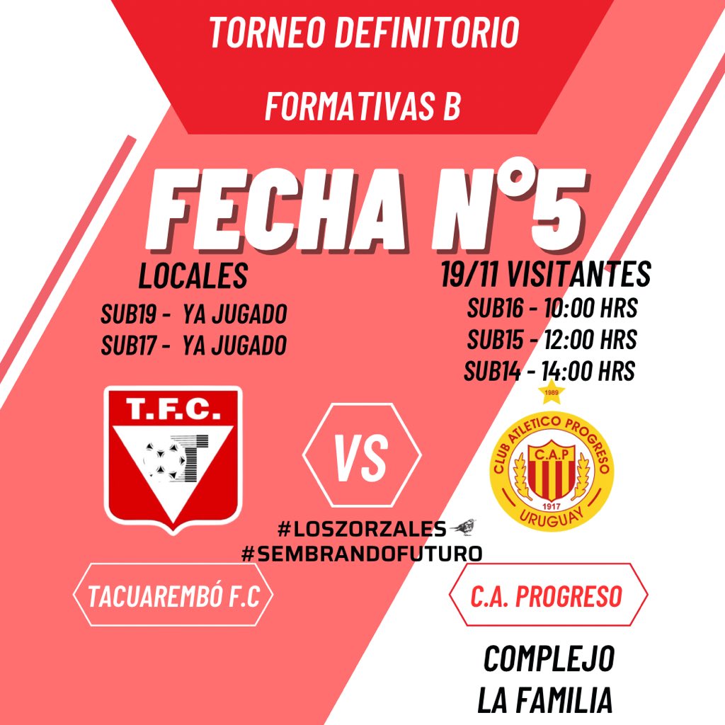𝓢𝓮 𝓬𝓸𝓶𝓹𝓵𝓮𝓽𝓪 𝓵𝓪 5ª

Este domingo se completa la 5ª Fecha, donde los partidos fueron postergados por inclemencias del tiempo.

Mañana #LosZorzales salen a jugar en busca de seguir sumando 💪🏼.

#SembrandoFuturo🌱
