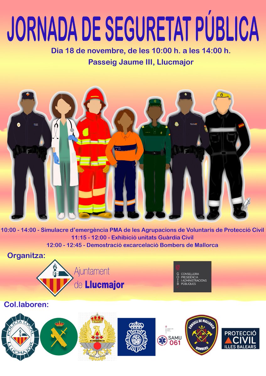 storrandell's tweet photo. Hoy hemos tenido una excelente Jornada de Seguridad Pública.
Gracias al @elperimetrotv por la cobertura y sobre todo gracias a TODOS los que han  participado, entre otros: #PoliciaLocalLlucmajor @guardiacivil @policia  @BombersdeMca #ProtecciónCivil  https://t.co/h5pmjgmGW5 https://t.co/cWtHkyH3Rw